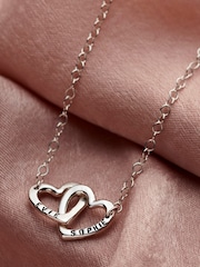 Sterling Silver Personalised Double Heart Names Necklace by Posh Totty Designs - Image 1 of 4