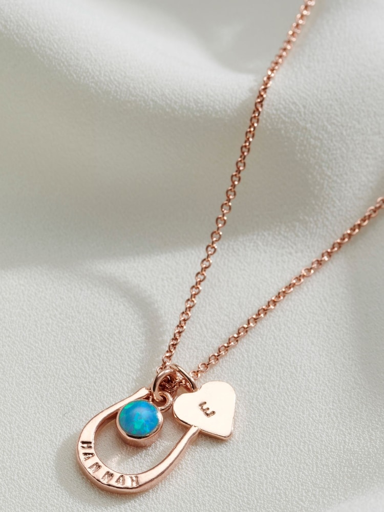 Horseshoe Personalised Charm Necklace by Posh Totty Designs - Image 1 of 4