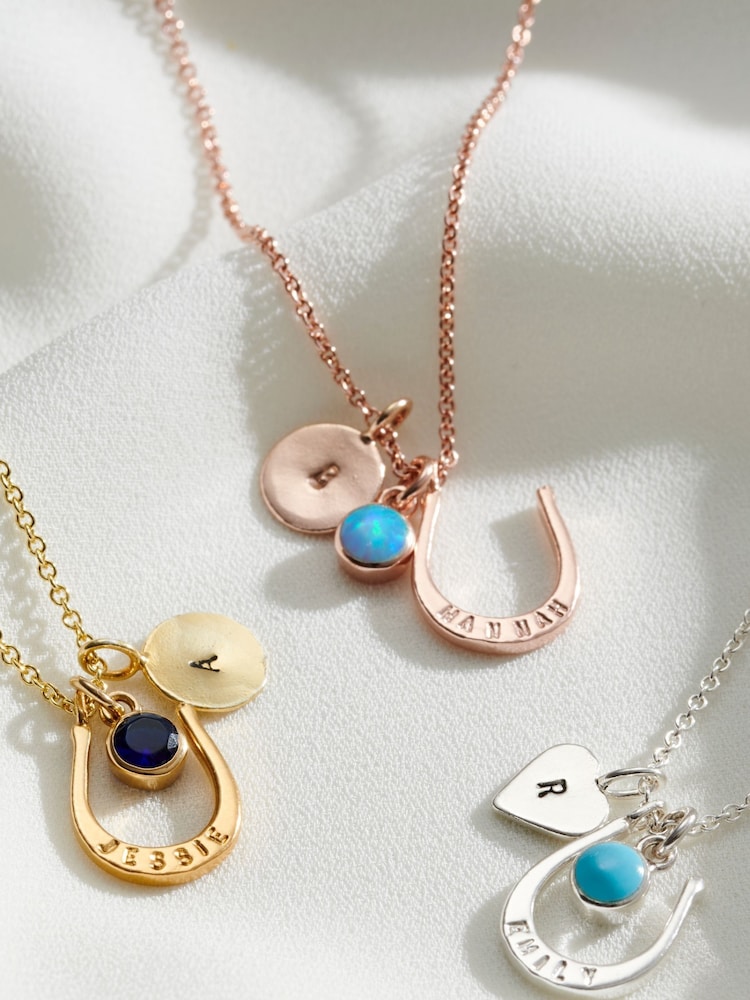 Horseshoe Personalised Charm Necklace by Posh Totty Designs - Image 5 of 5
