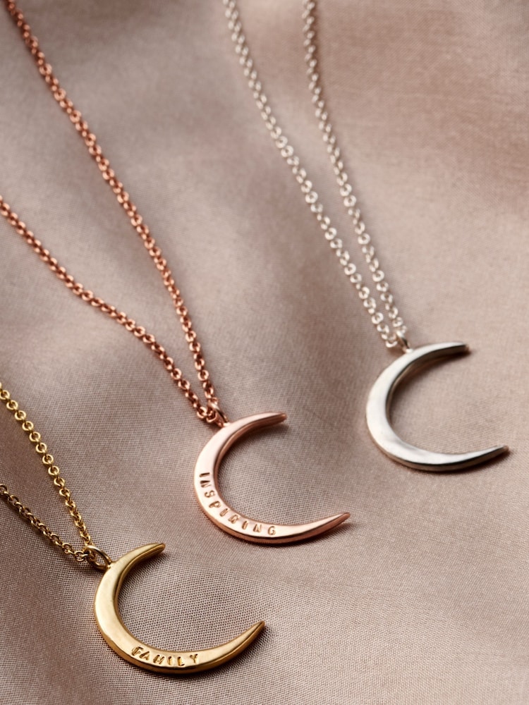 Personalised Crescent Moon Necklace by Posh Totty Designs - Image 2 of 4