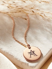 Floral Engraved Initial Disc Necklace by Posh Totty Designs - Image 1 of 3