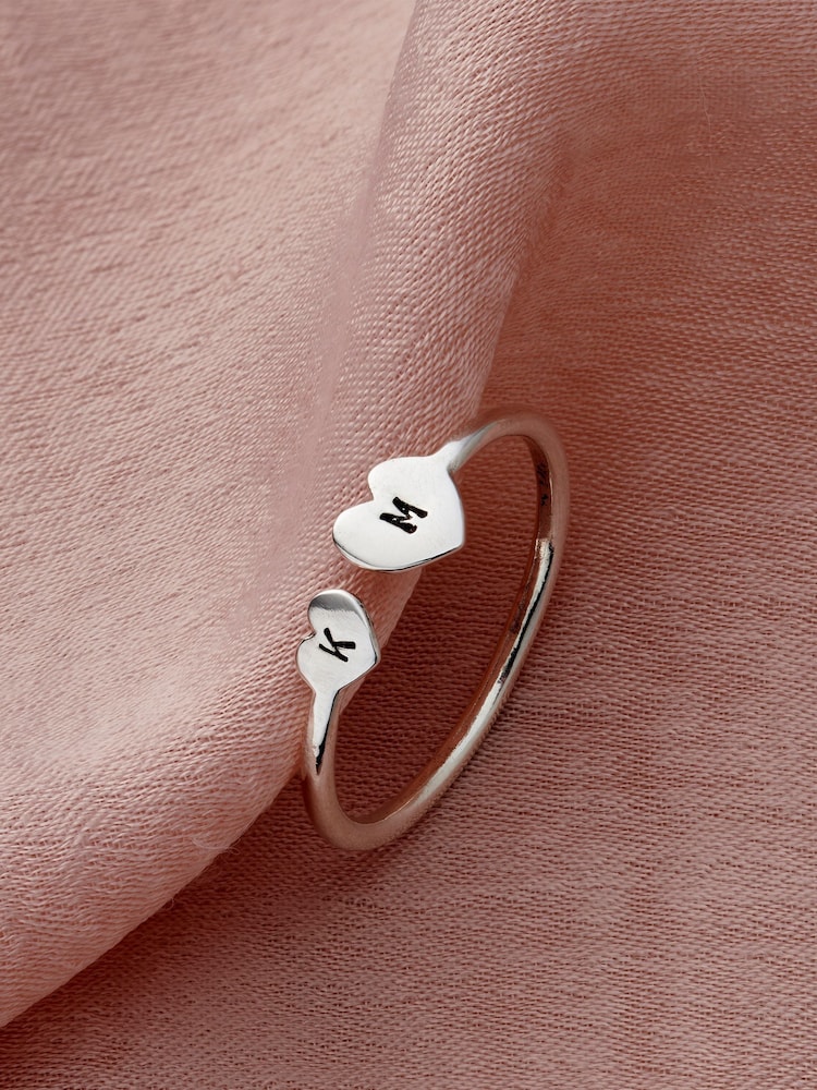 Personalised Heart Open Ring by Posh Totty Designs - Image 1 of 3