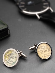 Personalised Vintage Round Map Cufflinks by Posh Totty Designs - Image 2 of 3