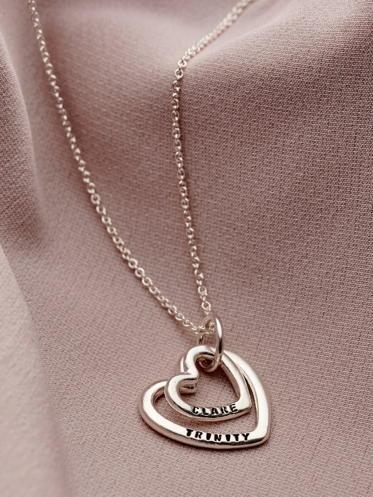 Personalised Mummy And Baby Heart Necklace by Posh Totty Designs - Image 1 of 3