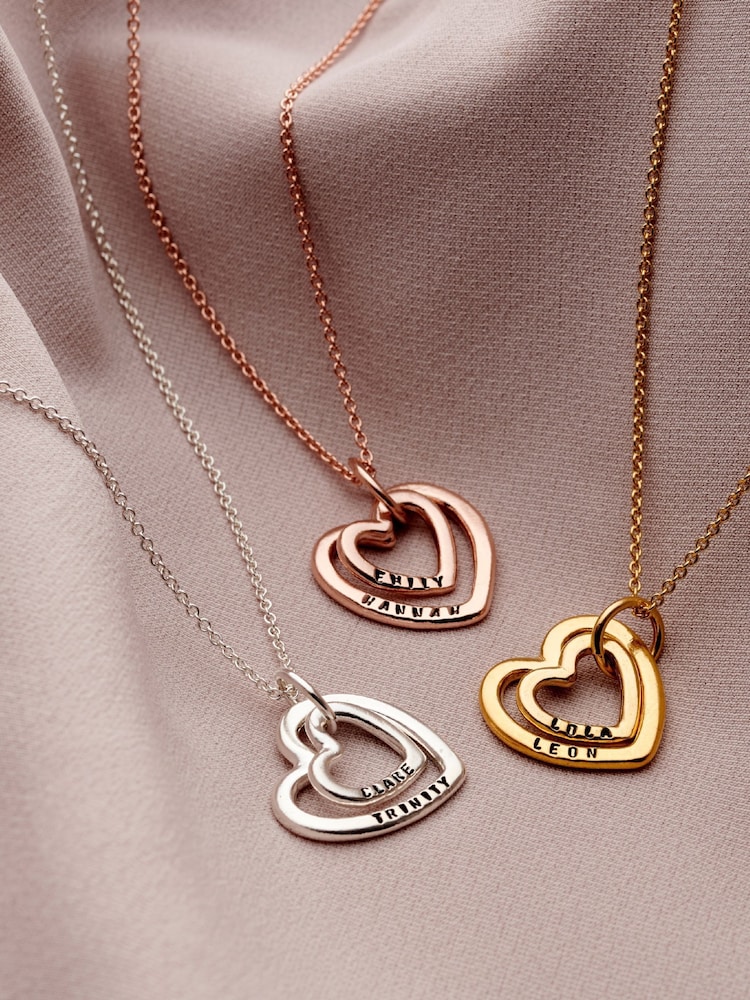 Personalised Mummy And Baby Heart Necklace by Posh Totty Designs - Image 2 of 3