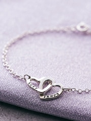 Personalised Double Heart Names Bracelet by Posh Totty Designs - Image 1 of 3