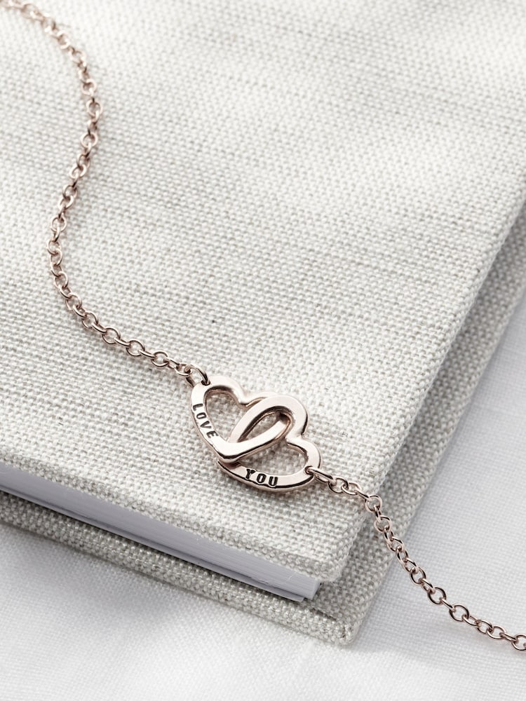Personalised Double Heart Names Bracelet by Posh Totty Designs - Image 2 of 3