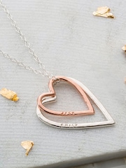 Personalised Double Heart Necklace by Posh Totty Designs - Image 1 of 3
