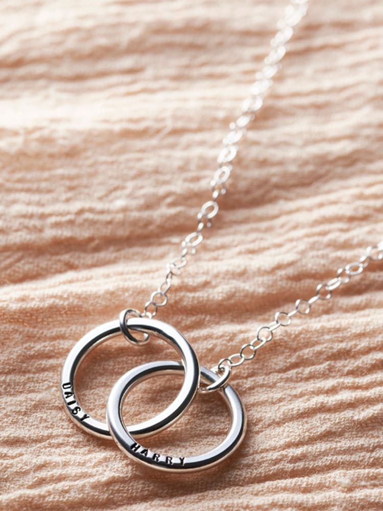 Personalised Medium Double Hoop Names Necklace by Posh Totty Designs - Image 1 of 4