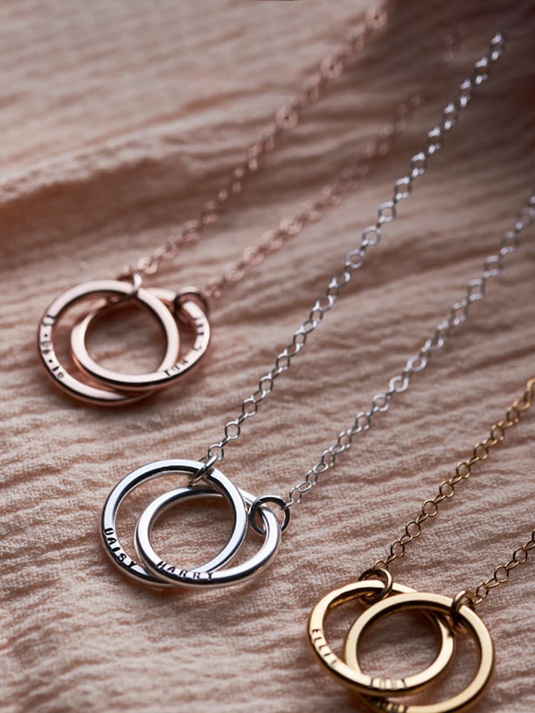 Personalised Medium Double Hoop Names Necklace by Posh Totty Designs - Image 2 of 4