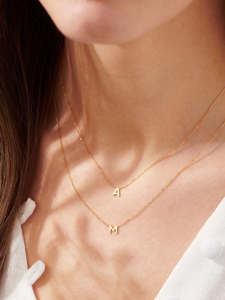 Petite 9ct Initial Necklace by Posh Totty Designs - Image 1 of 5