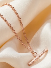 Personalised Textured T Bar Necklace By Posh Totty Designs - Image 1 of 4
