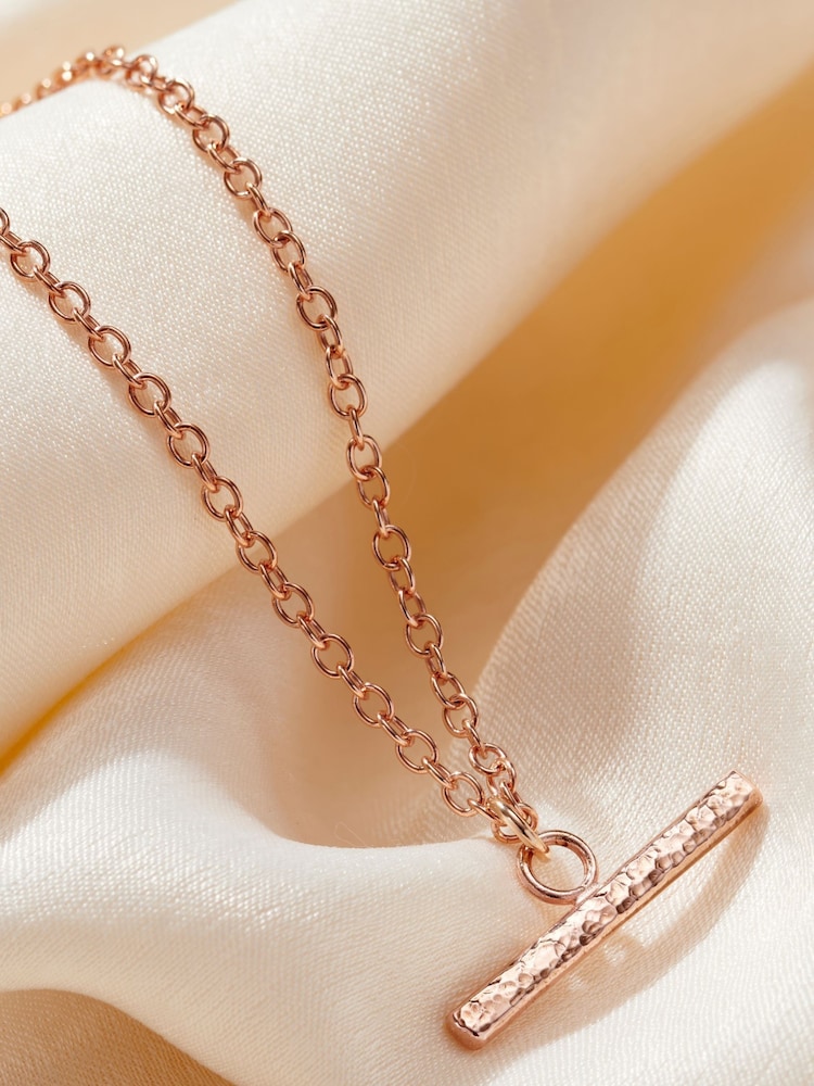 Personalised Textured T Bar Necklace By Posh Totty Designs - Image 1 of 4