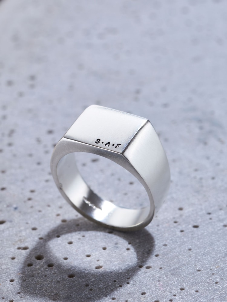 Personalised Unisex Signet Ring by Posh Totty Designs - Image 1 of 3