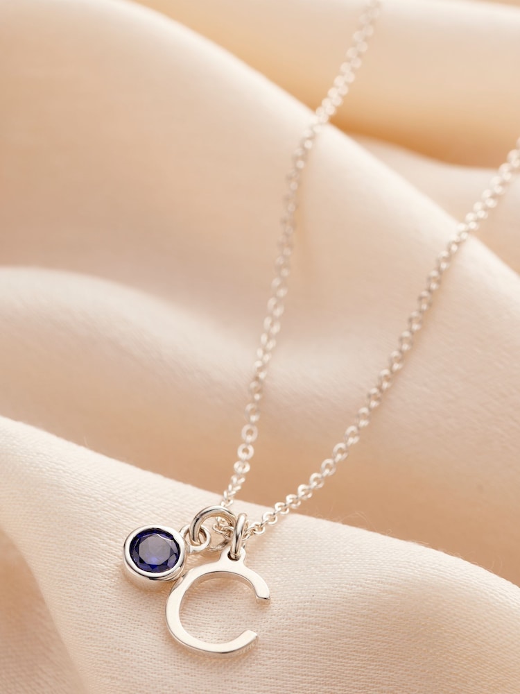 Personalised Birthstone & Initial Letter Charm Necklace by Posh Totty Designs - Image 1 of 4