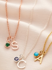Personalised Birthstone & Initial Letter Charm Necklace by Posh Totty Designs - Image 2 of 4