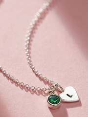 Personalised Birthstone Initial Heart Charm Necklace by Posh Totty Designs - Image 1 of 4