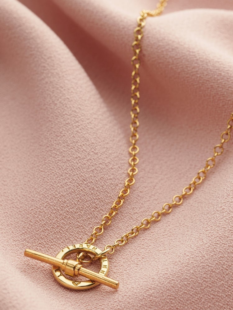 Personalised Mini Message T Bar Lariat Necklace by Posh Totty Designs - Image 1 of 3