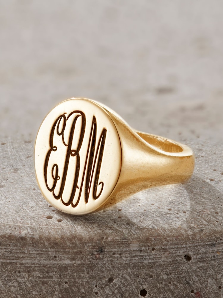 Personalised Mens Chunky Monogrammed Signet Ring by Posh Totty Designs - Image 1 of 4