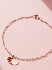 Personalised Birthstone Initial Disc Charm Bracelet by Posh Totty Designs - Image 1 of 4