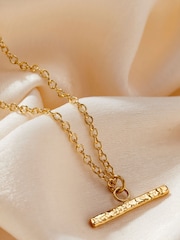 Personalised Textured T Bar Necklace By Posh Totty Designs - Image 1 of 4