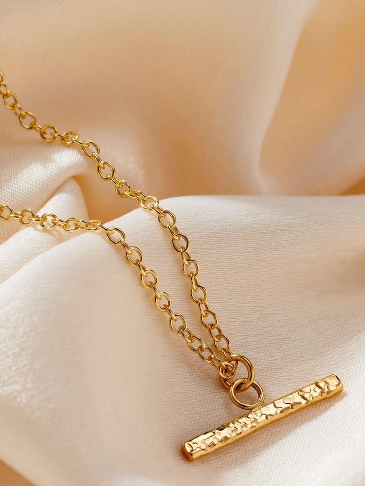 Personalised Textured T Bar Necklace By Posh Totty Designs - Image 1 of 4