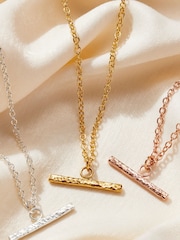 Personalised Textured T Bar Necklace By Posh Totty Designs - Image 2 of 4