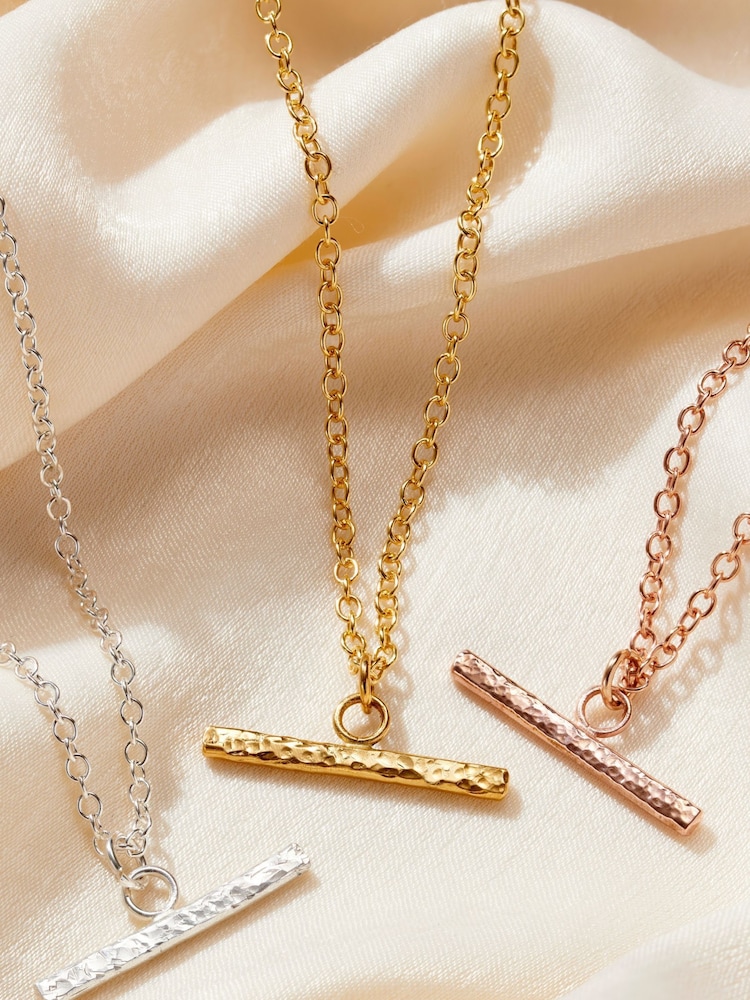 Personalised Textured T Bar Necklace By Posh Totty Designs - Image 2 of 4