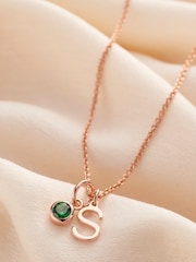 Personalised Birthstone & Initial Letter Charm Necklace by Posh Totty Designs - Image 1 of 3
