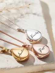 Personalised Script Name Small Droplet Locket Necklace by Posh Totty Designs - Image 2 of 3