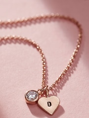 Personalised Birthstone Initial Heart Charm Necklace by Posh Totty Designs - Image 1 of 4