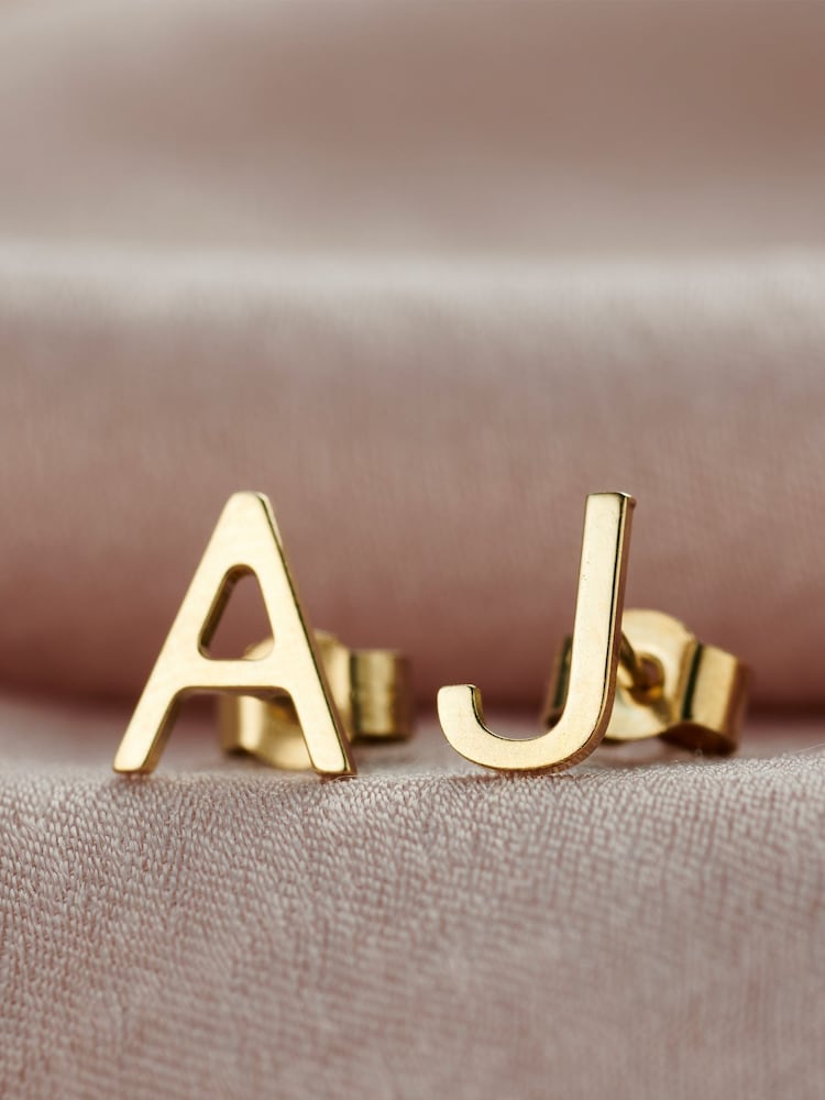 Personalised Initial Stud Earrings by Posh Totty Designs - Image 1 of 4
