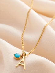 Personalised Birthstone & Initial Letter Charm Necklace by Posh Totty Designs - Image 1 of 3