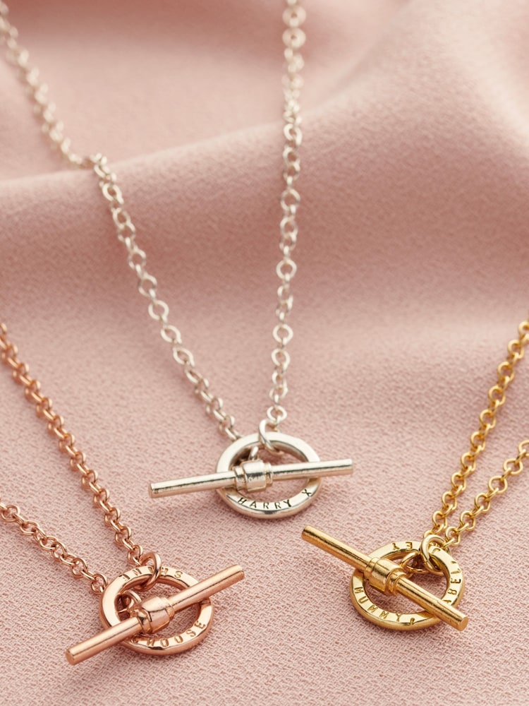 Personalised Mini Message T Bar Lariat Necklace by Posh Totty Designs - Image 2 of 3