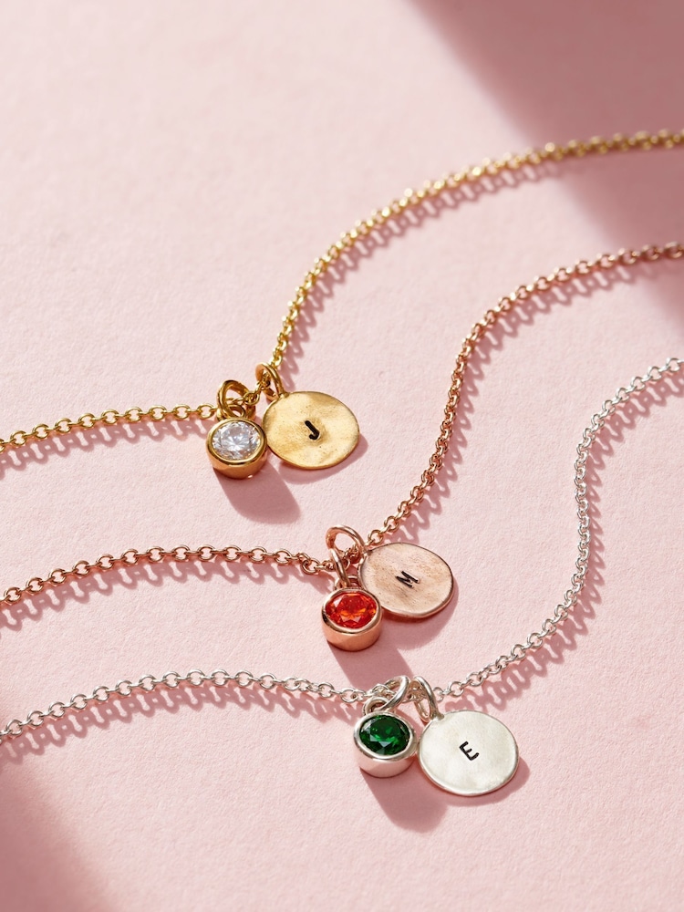 Personalised Birthstone Initial Disc Charm Bracelet by Posh Totty Designs - Image 2 of 4
