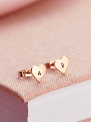 Personalised Mini Heart Stud Earrings By Posh Totty Designs - Image 1 of 4