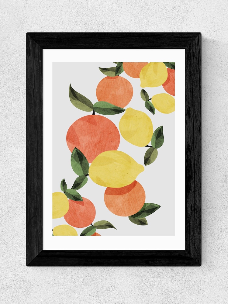 East End Prints Black Oranges And Lemons Framed Art Print - Image 1 of 3