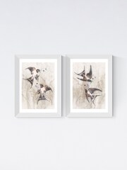 East End Prints White Playful Swallows Wall Set Framed Art Print - Image 1 of 2