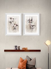 East End Prints White Playful Swallows Wall Set Framed Art Print - Image 2 of 2