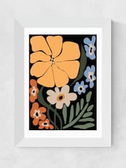 East End Prints White Blooming Big Floral Night Framed Art Print - Image 1 of 3