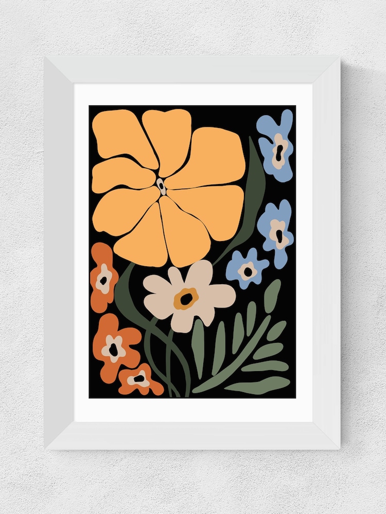 East End Prints White Blooming Big Floral Night Framed Art Print - Image 1 of 3