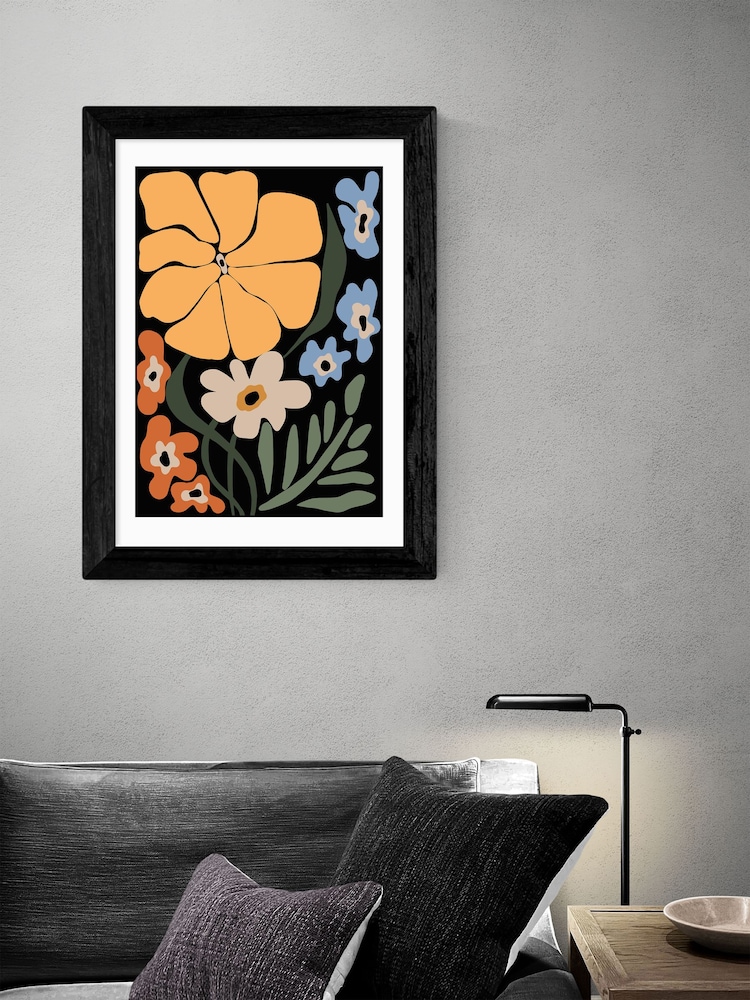 East End Prints Black Blooming Big Floral Night Framed Art Print - Image 2 of 3