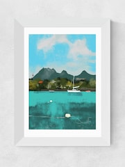 East End Prints White Tropical View White Framed Art Print - Image 1 of 3