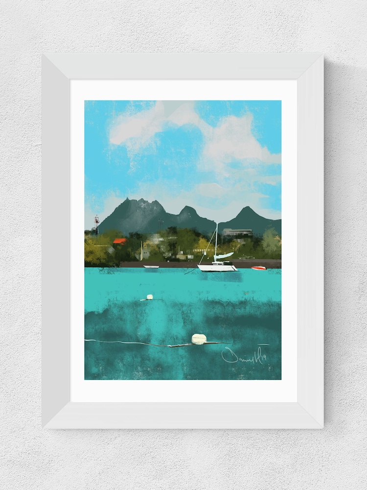 East End Prints White Tropical View White Framed Art Print - Image 1 of 3