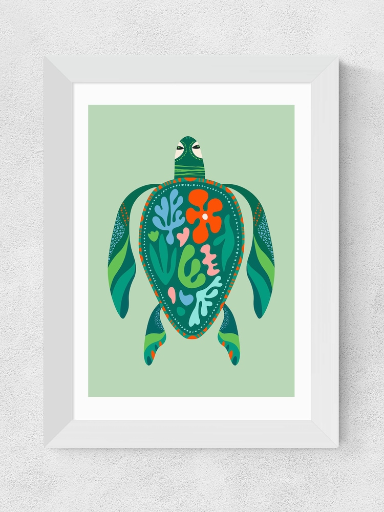 East End Prints White Sea Turtl Framed Art Print - Image 1 of 3
