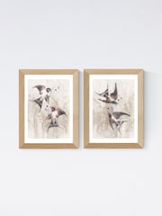East End Prints Oak Playful Swallows Wall Set Framed Art Print - Image 1 of 2