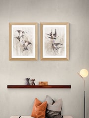 East End Prints Oak Playful Swallows Wall Set Framed Art Print - Image 2 of 2