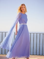 Phase Eight Blue Marren Chiffon Pleated Maxi Dress - Image 1 of 8