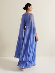 Phase Eight Blue Marren Chiffon Pleated Maxi Dress - Image 3 of 8