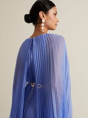 Phase Eight Blue Marren Chiffon Pleated Maxi Dress - Image 6 of 8